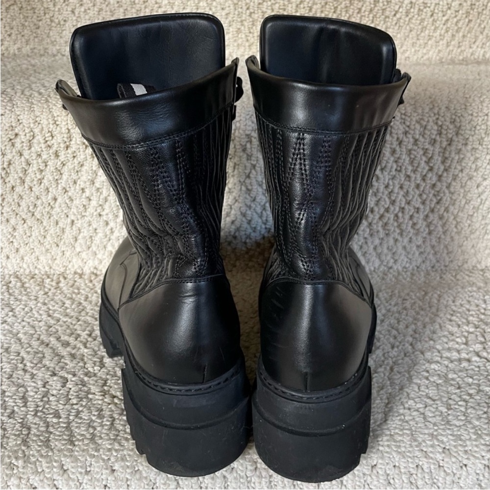 Bally Black Quilted Leather Giosi Lace-Up Combat Boots - Picture 4 of 6